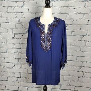 Misa Los Angeles Blue Sequin Tunic